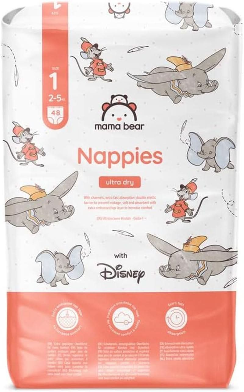Pañales Mama Bear Disney Ultra Dry talla 4 (8-14 kg), blanco, 84 piezas (1 paquete)