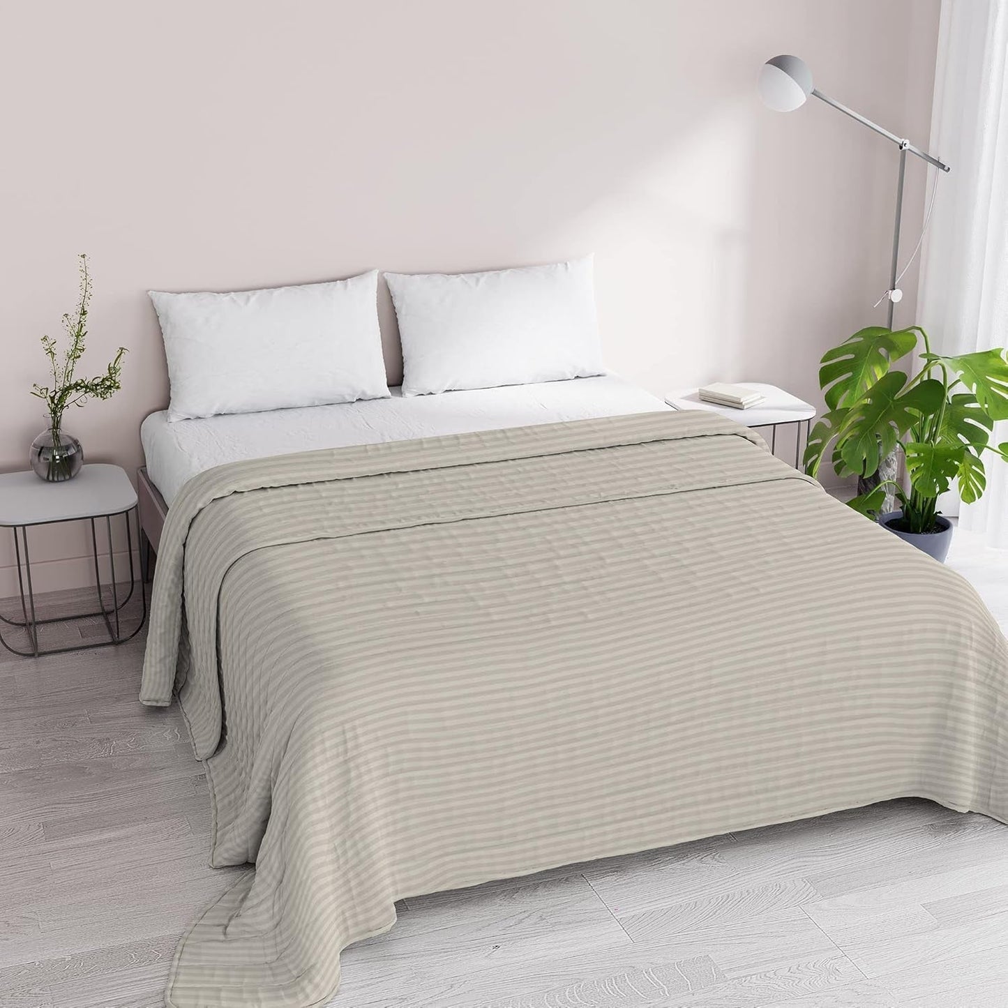 Edredón de verano Satin Stripes, poliéster, crema, 260X250 Cm Edredones y edredones Naty Shop Tórtola 260X250 Cm