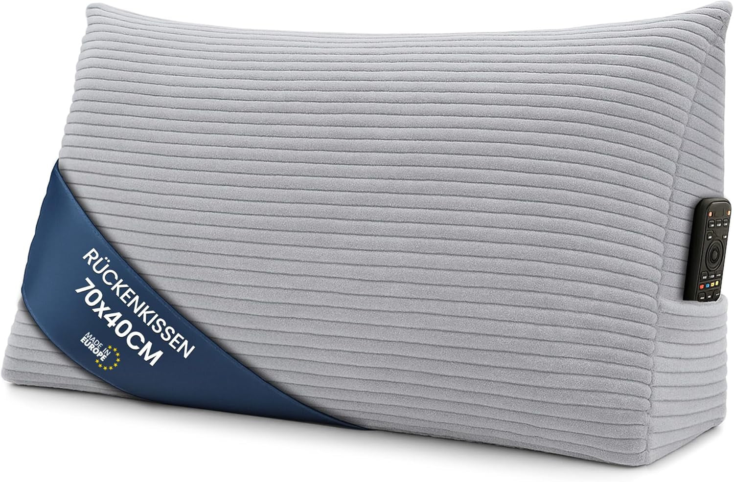 Almohada de plumas, cojín de respaldo, almohada de terciopelo, ancho 70 cm - almohada de lectura para cama, sofá y sofá, almohada de sofá grande, almohada de pared, almohada de sofá, almohada de lectura, almohada de respaldo, gris claro