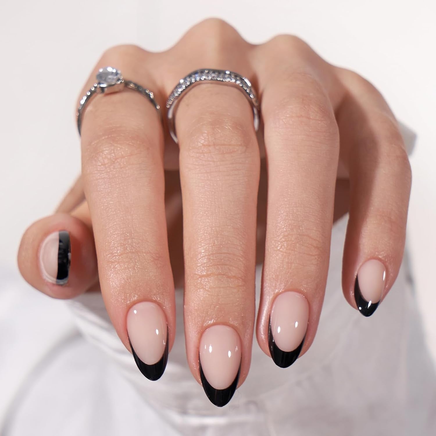Btartbox Uñas Postizas Cuadradas Cortas Pegamento Baby Boomer En Uñas Postizas Rosa Degradado Blanco Uñas Artificiales Cortas con Pegamento para Uñas 30 Piezas Uñas Postizas Cuadradas