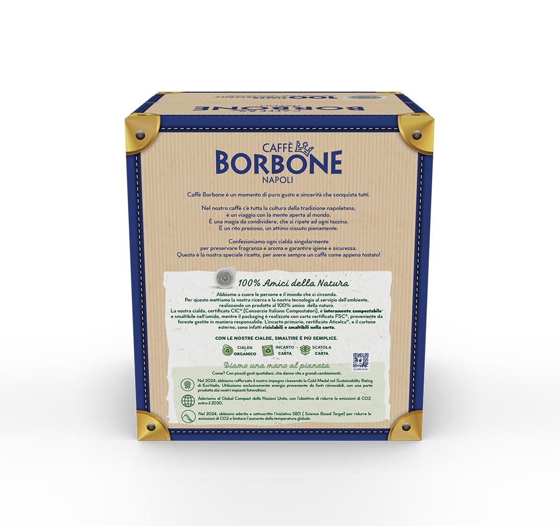 Caffè Borbone Kompostierbare Kaffeepads, Gold-Kaffeemischung - 100 blocs - Compatible con los blocs de papel ESE System 44 mm
