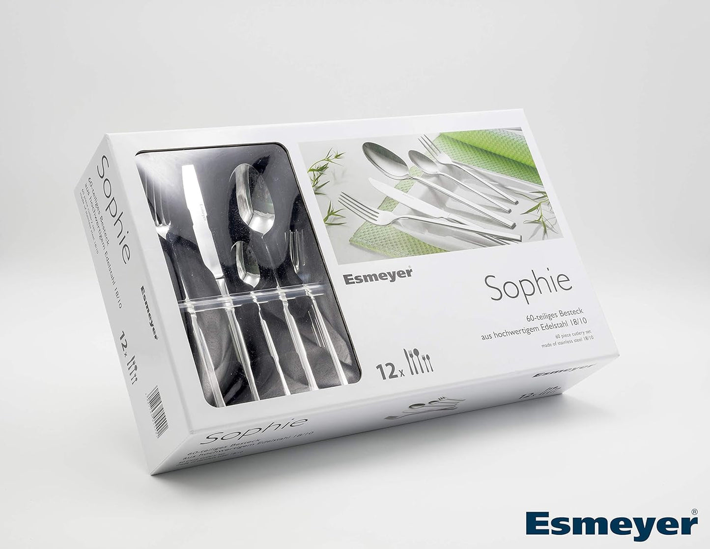 199-830 Cubertería Sophie de 60 piezas pulida en caja de regalo, Cocina Naty Shop
