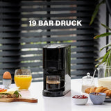 Cafetera espresso multicápsulas Princess 4 en 1 - 1450 vatios, cápsulas, monodosis, café molido, sin BPA, 249450, 01.249450.01.001, negra, plateada