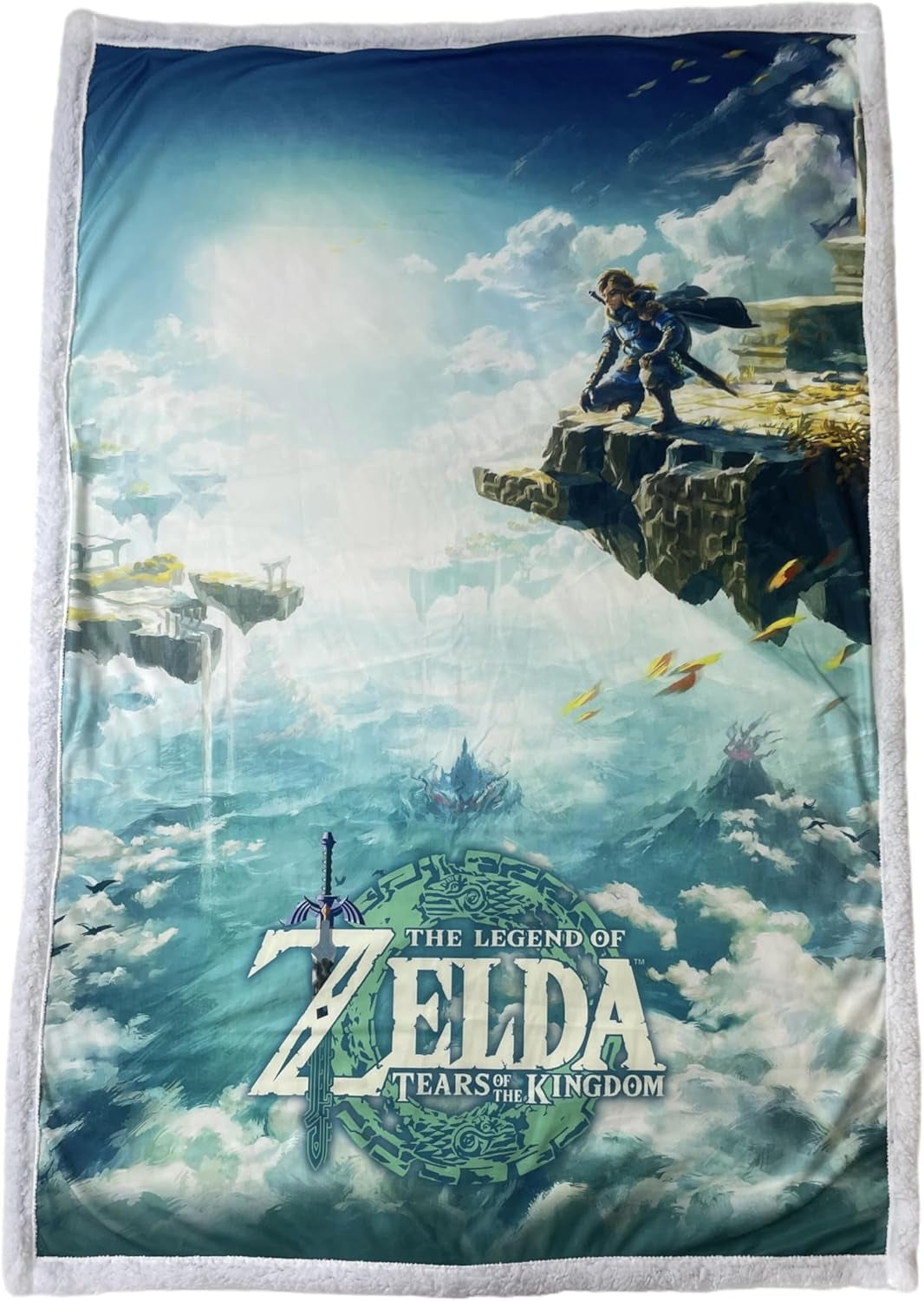 Manta sherpa Zelda - Sky Totk - 100 x 150 cm - Producto con licencia oficial, verde, camas individuales y mantas HÃ”MADICT Título predeterminado