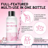 Solución para uñas Polygel, kit para uñas con solución antideslizante Polygel, soluciones líquidas para uñas Polygel de 75 ml, 5 clips para puntas de uñas, 3 cepillos para uñas, 1 vaso de cristal, 100 hojas de limpieza