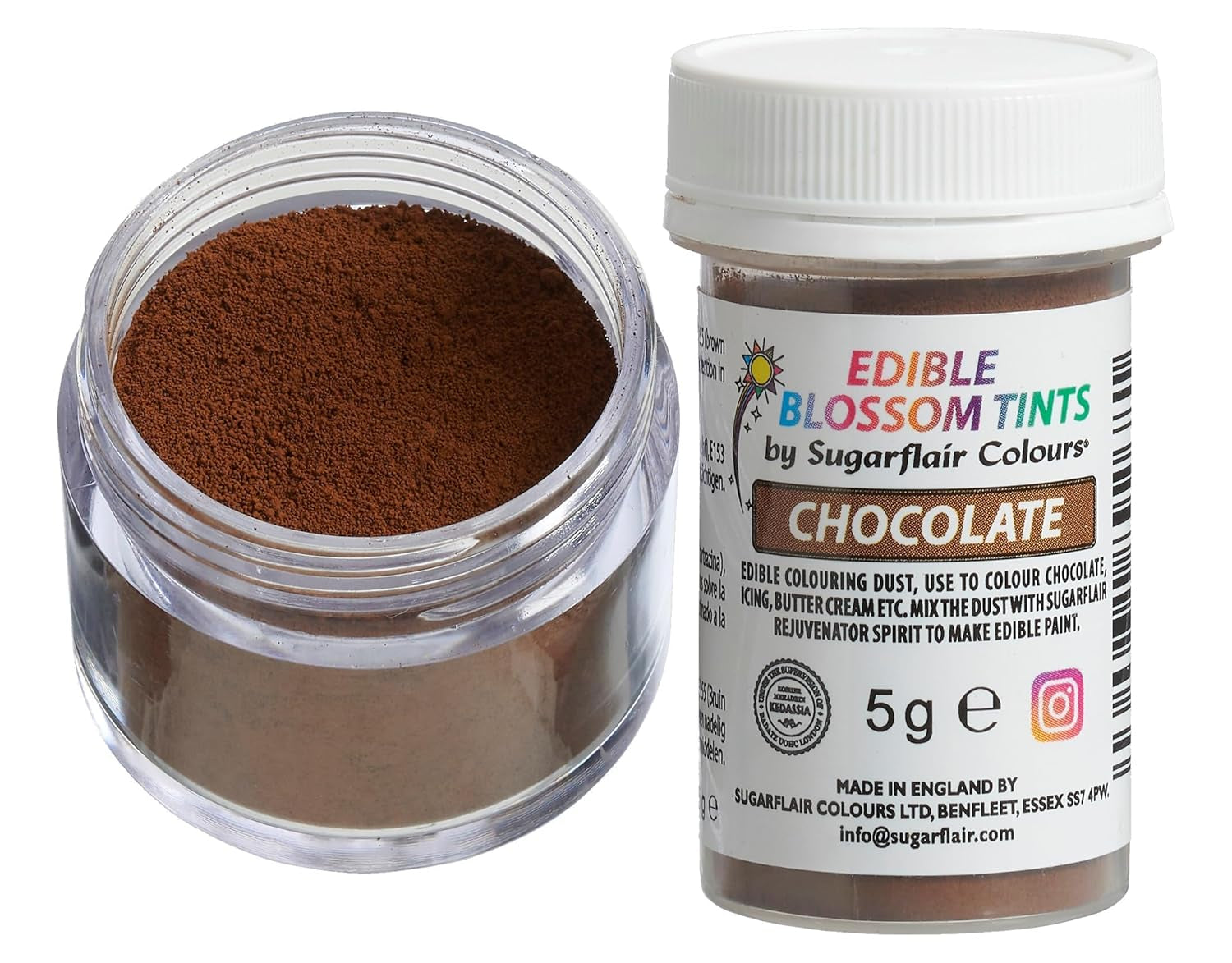 Sugarflair Blossom Tint Dust Chocolate Colorante alimentario en polvo - Colorante alimentario en polvo para decoración de pasteles, pasta de azúcar, fondant, glaseado, chocolate, crema de mantequilla, macarrones y más - 5G