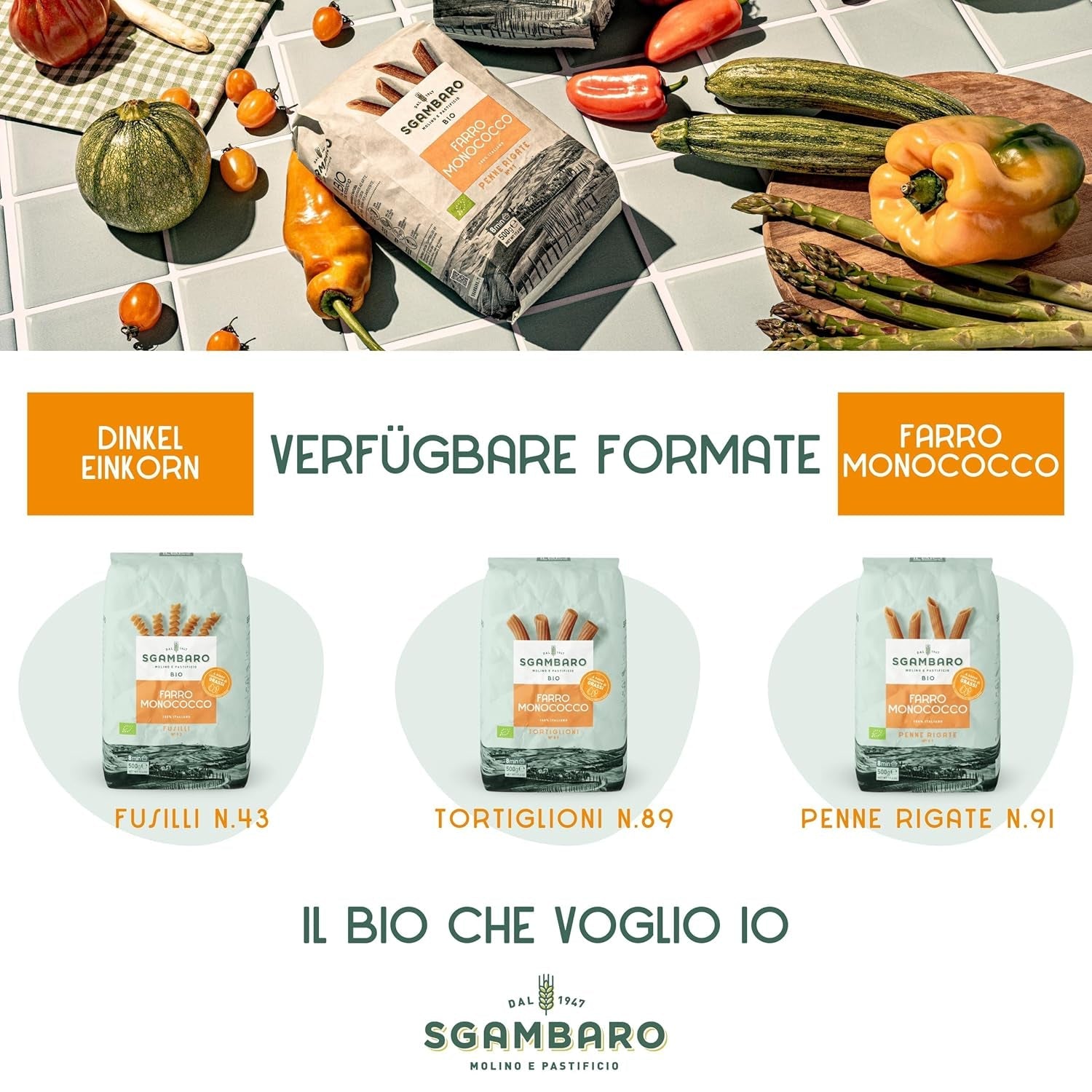 Pasta Penne Rigate Bio N.91 - 500g Pasta de trigo baja en grasa - Fuente de fibra y proteínas
