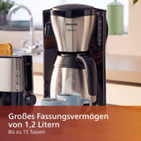 PHILIPS Café Gaia Cafetera Espresso con Filtro - Jarra Termo de Acero Inoxidable, Sistema Antigoteo, Aroma Intenso, Apagado Automático, 1300ml, Negra (HD7546/20)