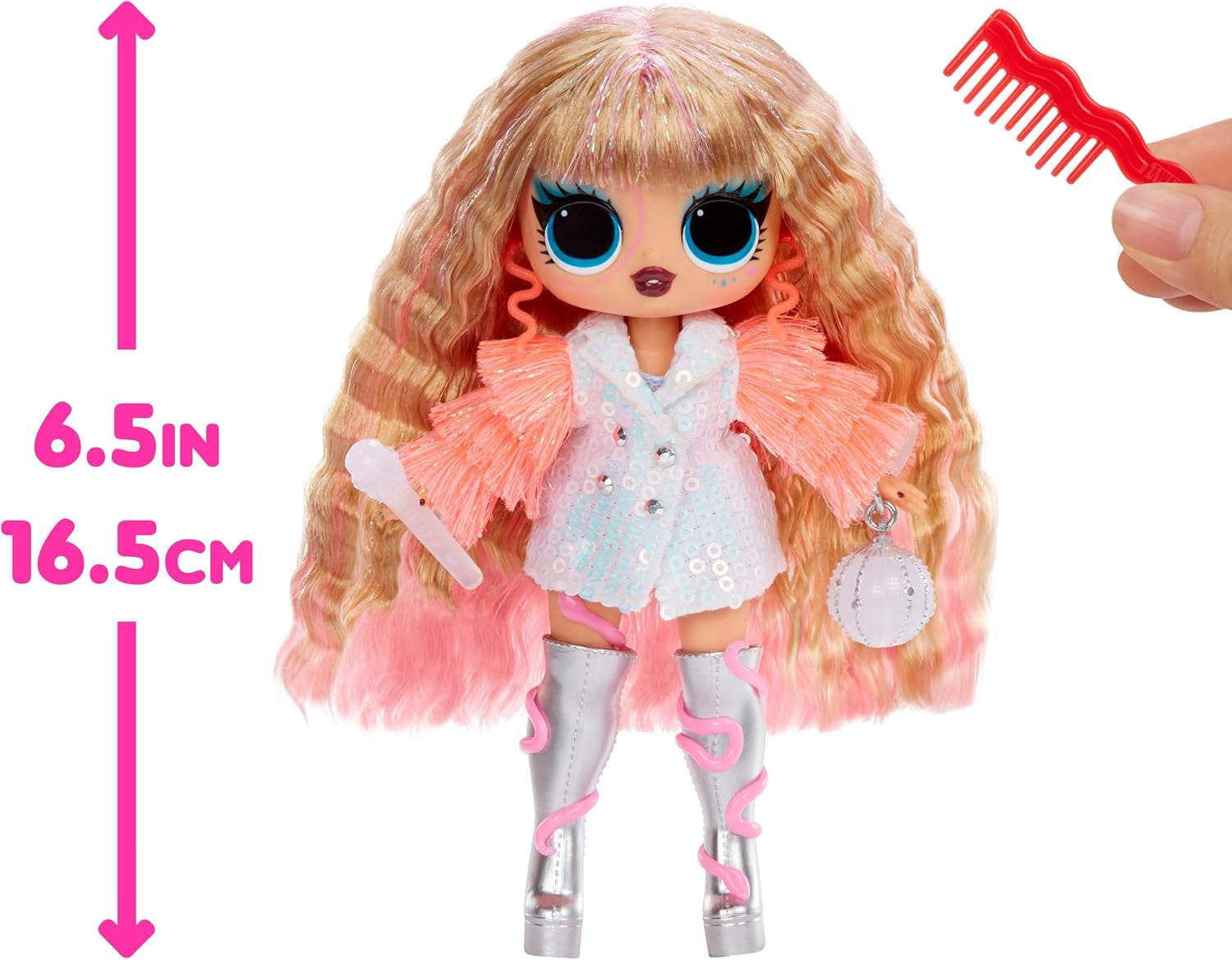 Jajaja ¡Sorpresa! Tweens Neon Pop Stars - Thea Stars - 1 muñeca de moda con sorpresas retroiluminadas y más de 10 prendas y accesorios de Pop Star, incluida su guitarra rosa fuerte, regalo para niños de 4 años en adelante