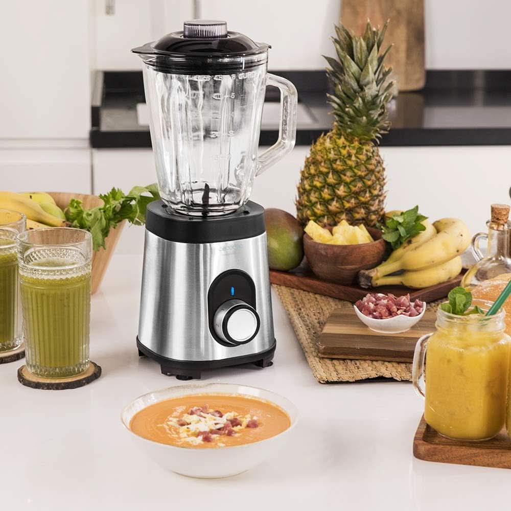 Cecotec Batidora Glas Power Schwarz Titan 1000 INOX. 1000 W, Edelstahlgehäuse, 6-Blatt-Blatt Mit Schwarzer Titanbeschichtung, 1,5-L-Glaskrug, 5 Geschwindigkeiten [Energieeffizienzklasse a +] Cocina Naty Shop