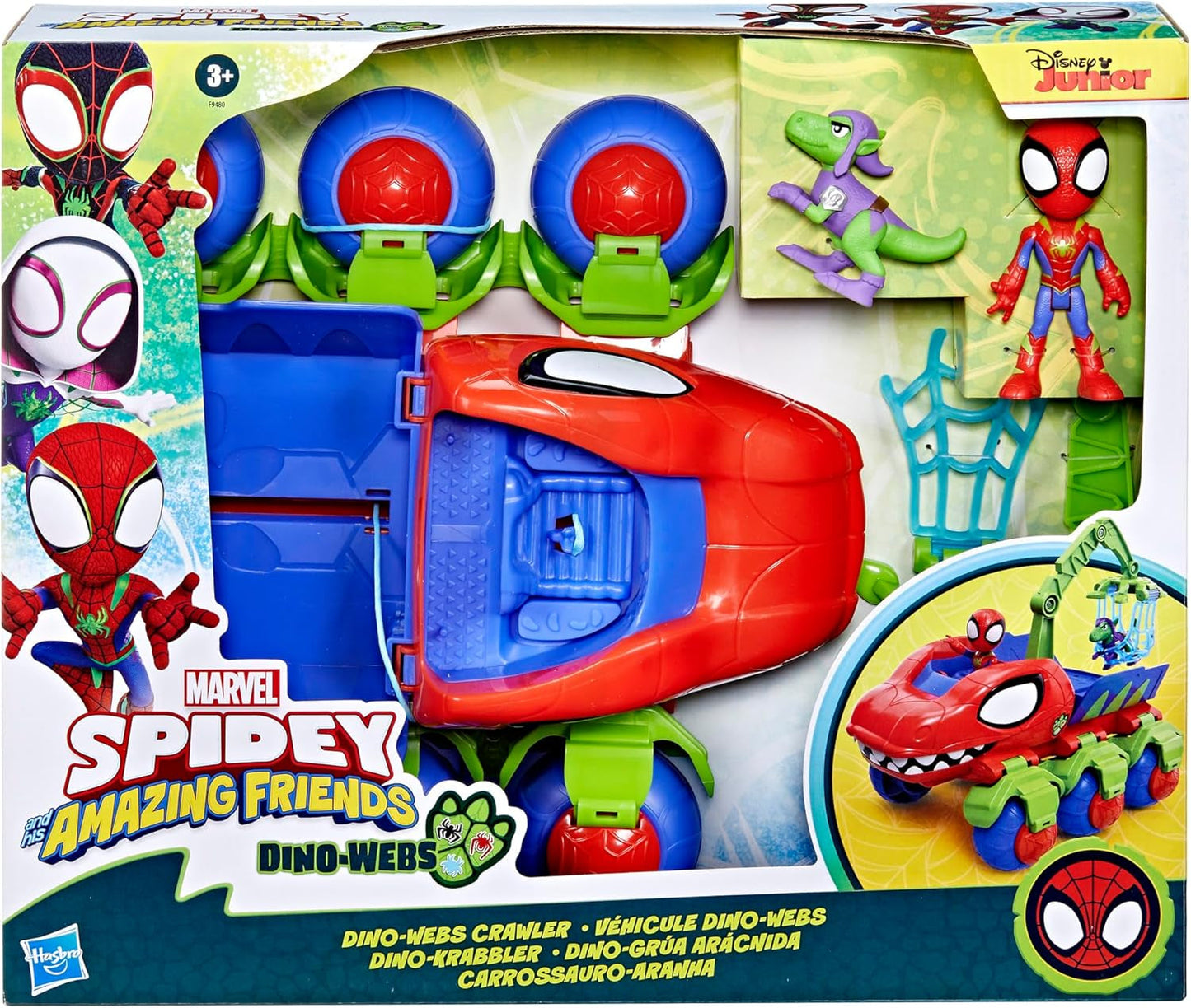 Marvel Spidey y sus súper amigos Dino Crawler Superhero Playset con figuras de Spidey y Dino y juguete de transporte para edades de 3 años en adelante Figuras de acción Naty Shop