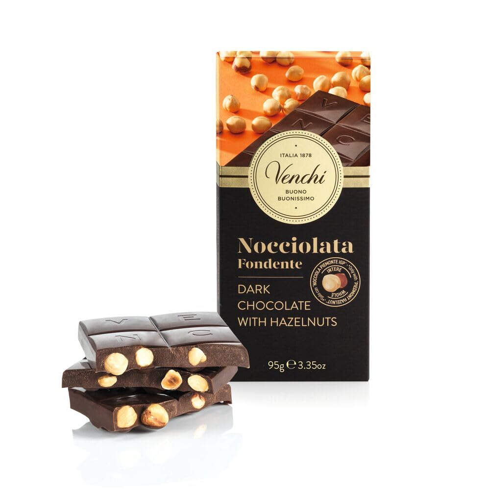 Venchi - Barrita de Avellanas Saladas, Avellanas, Almendras y Pistachos Salados, 95g, con "Avellanas del Piamonte", Sin Gluten, Sin Colorantes Artificiales y Sin Conservantes