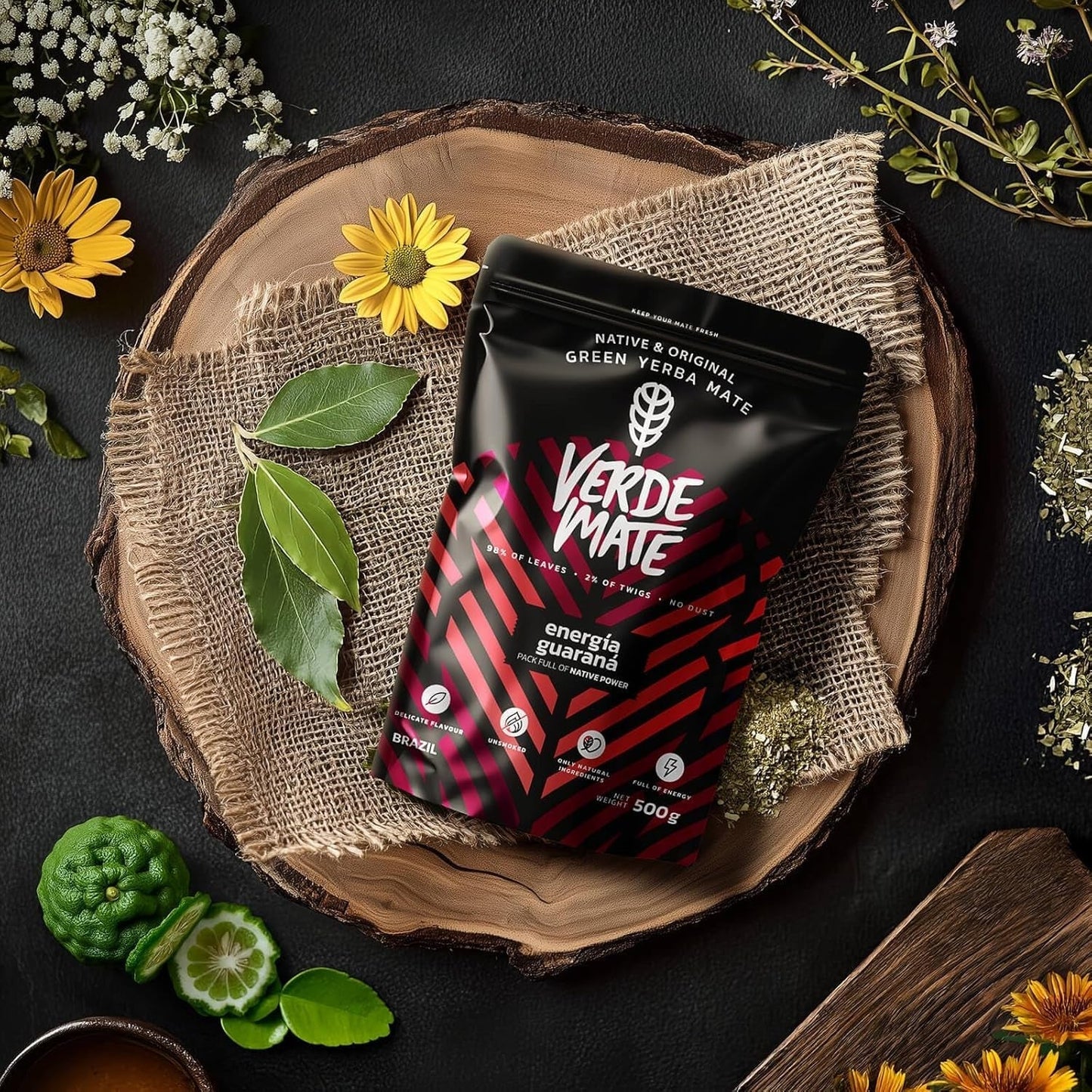 Green Mate Green Orgánica Energy Guaraná 500G | Té de Yerba Mate Orgánico de Brasil | Contenido de cafeína natural | Mate orgánico