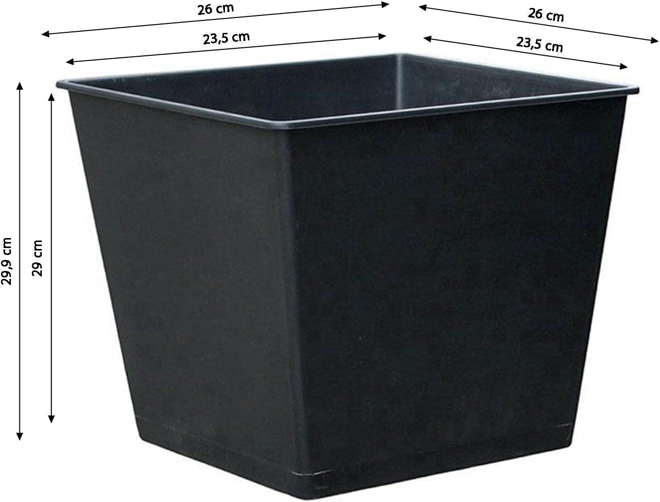 Maceta universal Dehner, plástico, negro, 30 x 26 x 26 cm