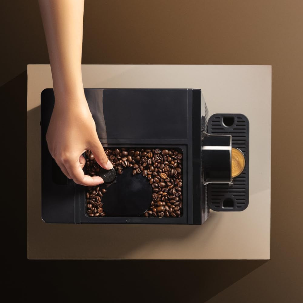 Cecotec Cafetera espresso compacta Cremmaet Cube, 1350 W, sistema de prensado 10 g, sistema de preinfusión, 19 bar, sistema thermoblock, 5 niveles de molienda, panel de control táctil