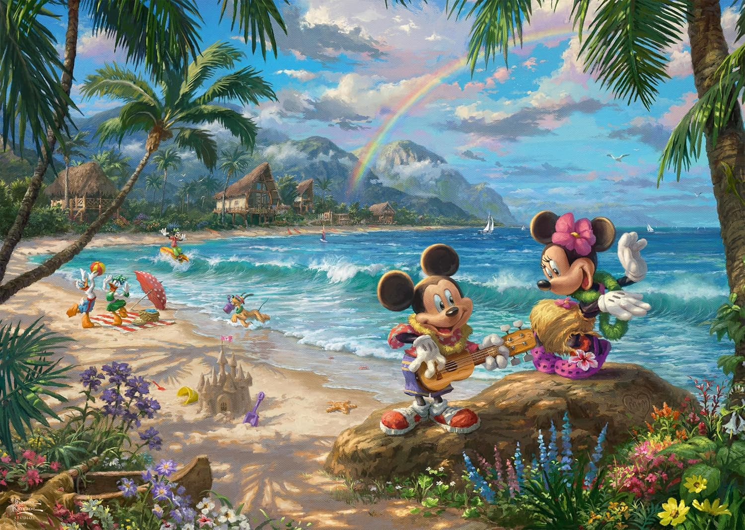 Schmidt Spiele Thomas Kinkade 57528 Disney Mickey y Minnie en Hawaii Puzzle de 1000 Piezas Colorido [Exclusivo en Amazon] Puzzle Naty Shop