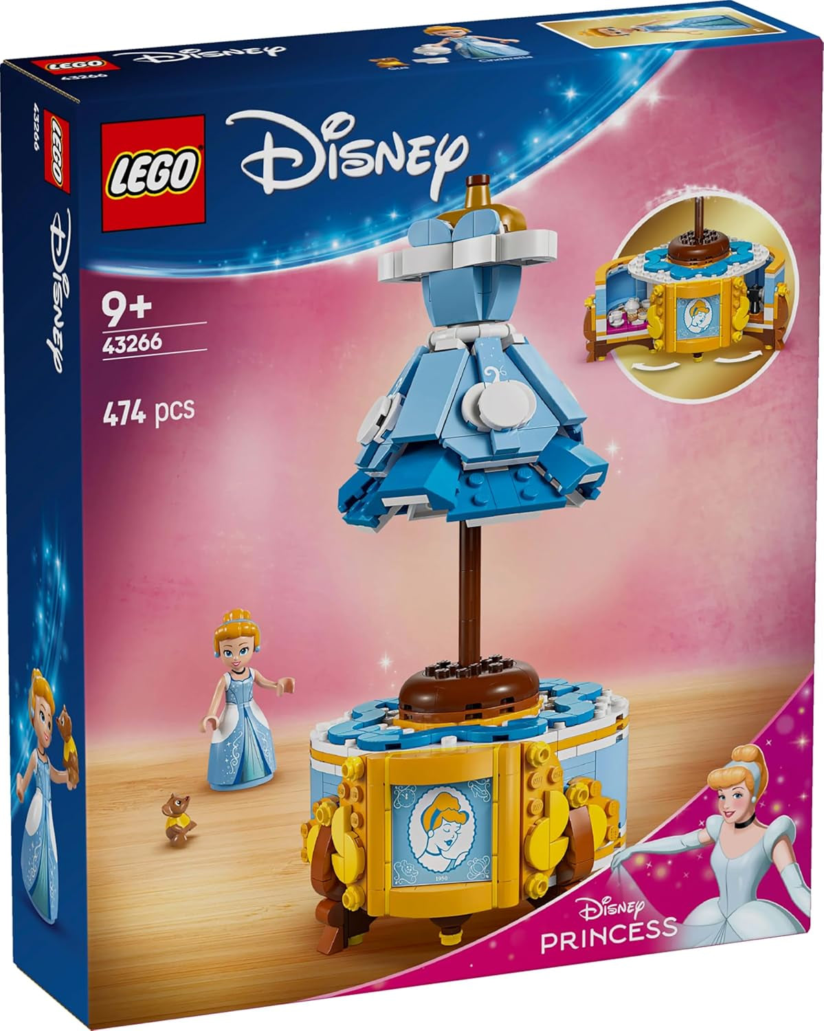 LEGO Ç€ Vestido de Cenicienta de Disney Princess, juguete para niños y niñas a partir de 9 años - incluye una percha para vestidos, una minimuñeca de Cenicienta y una figura de ratón - Creative Playset 43266 Juegos de construcción Beuche den LEGO-Store