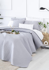 Todocama Fine Boutique Colcha con estampado de piqué, para primavera, verano, otoño e invierno, 100% microfibra súper suave, manta multifuncional, 140/150/160-250 X 260 cm, gris claro Camas y Mantas Beuche den Todocama-Store