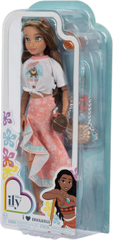 Muñeca Vaiana con accesorios, 29cm, 13 puntos de articulación, licencia oficial de Jakks Pacific. ¡Completo con accesorios combinables y un brillante anillo de Mickey!