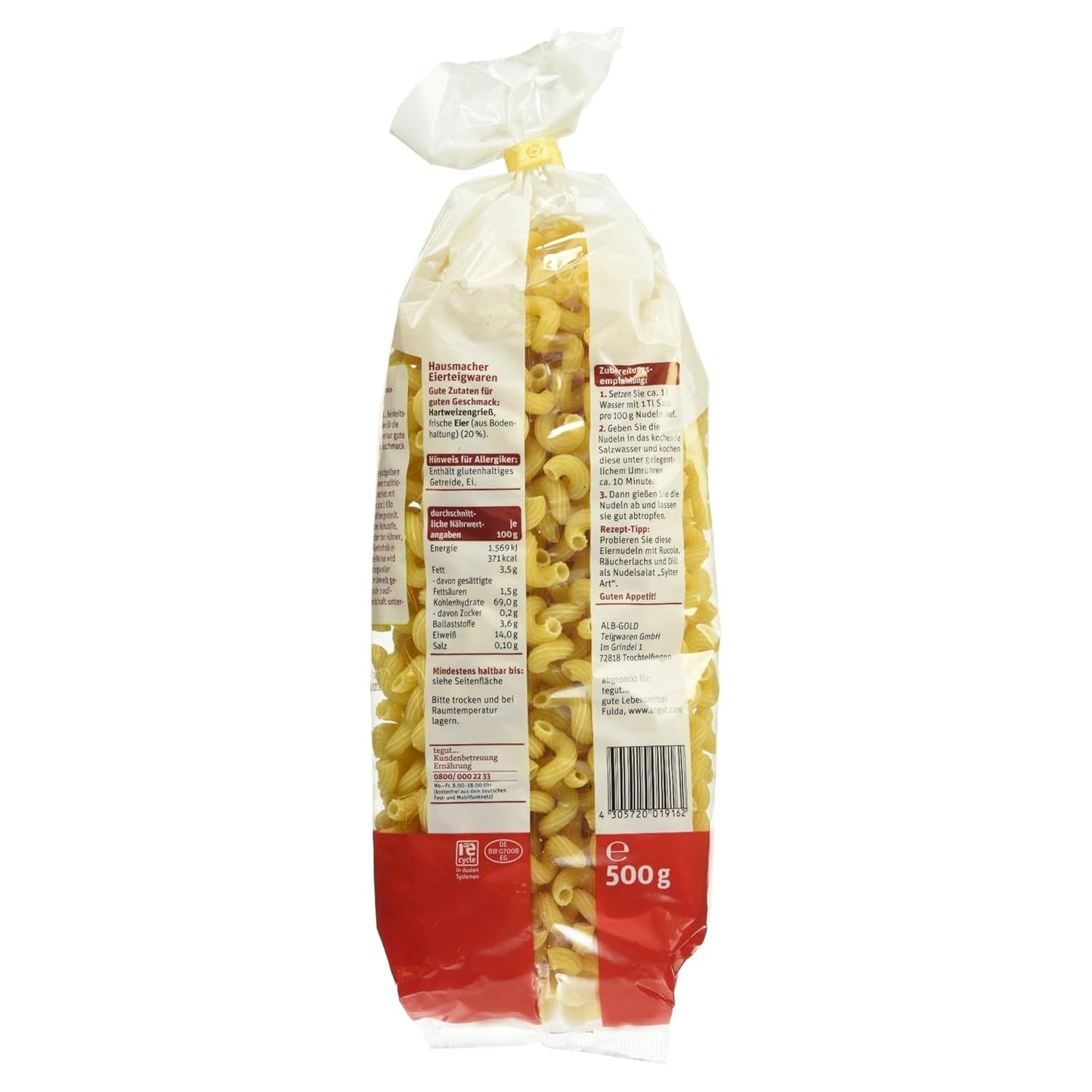 tegut... Sacacorchos de Fideos al Huevo Paquete de 5 (5 x 500g)