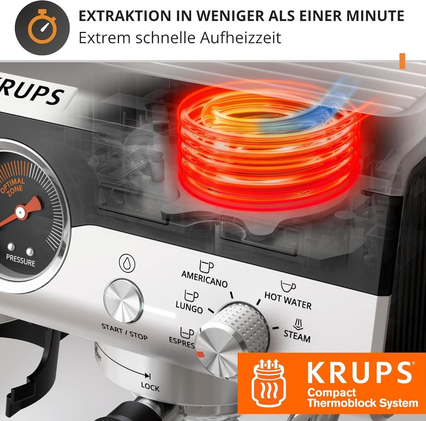 Krups Precision Cafetera espresso manual con portafiltro y molinillo, Cafetera barista con panel de control intuitivo, ajustes de preinfusión, Cafetera espresso con boquilla de vapor, calentamiento rápido, XP801T10