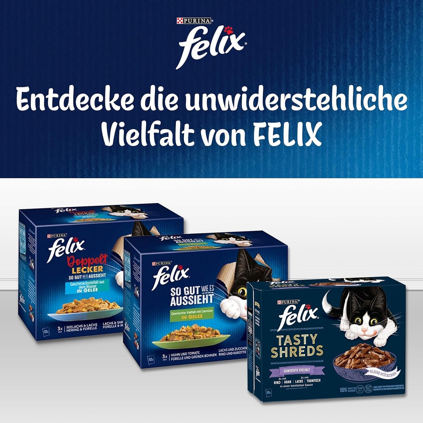 Felix Sensations Sauces Comida húmeda para gatos, mezcla de pescado variada, paquete de 6 (6 x 12 sobres de 85 g cada uno)