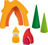 Goki 58427 - Casa enana - Goki Evolution - Fabricada en madera de arce de gran calidad - 7 piezas - Pinturas al agua de colores - Hecho en Europa Casas de Muñecas Naty Shop
