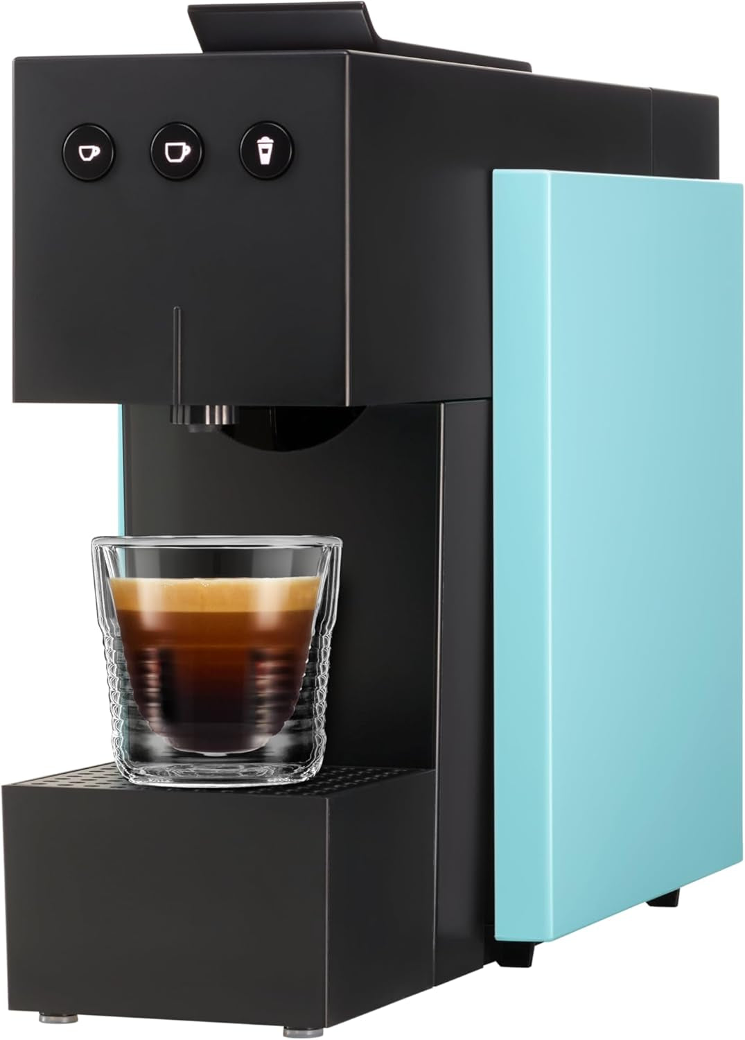 Cafetera espresso con cápsulas K-FEE SQUARE para café, té y cacao | Café expreso compacto | Calentamiento rápido | Depósito de agua de 0,8 litros | 19 barras | negro piano