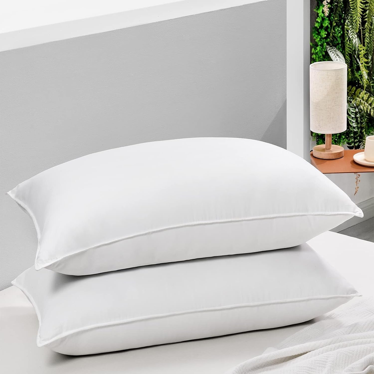 HARBOREST Almohada para dormir, 2 piezas, felpa de lujo, almohada alternativa, buena para personas que duermen de lado y boca arriba, colección de hotel, almohada, tamaño estándar/queen, 50,8 x 66 cm Naty Shop Standard Pillows Default Title