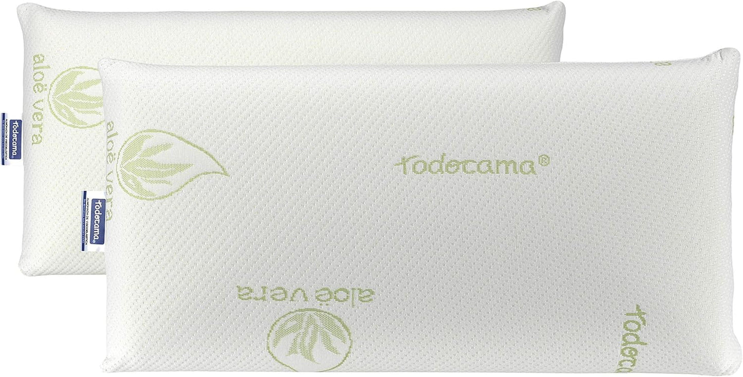 Todocama Almohada viscoelástica aloe vera plus Todolit, verde, 2 piezas, 75 cm Naty Shop almohadas estándar 75 cm