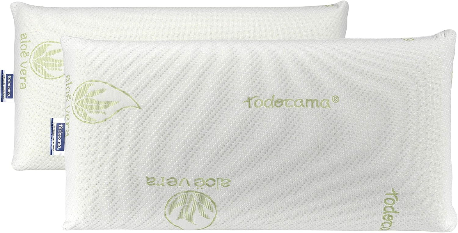 Todocama Almohada viscoelástica aloe vera plus Todolit, verde, 2 piezas, 75 cm Naty Shop almohadas estándar 75 cm