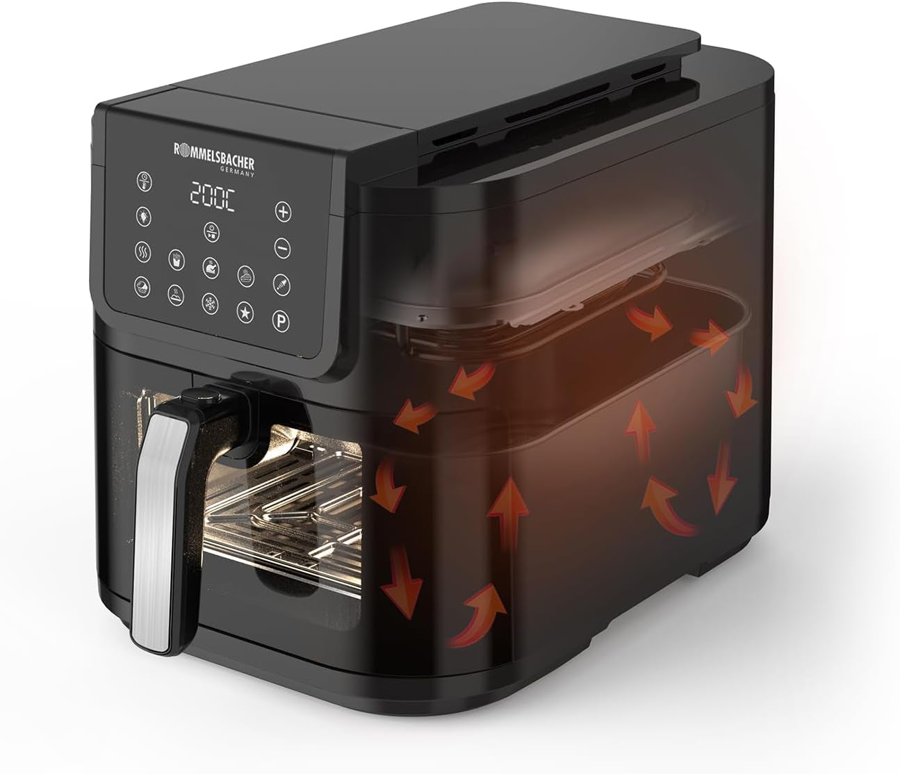 ROMMELSBACHER Freidora de aire caliente con ventana FRH 1700, 10 programas, silenciosa Electrodomésticos Naty Shop