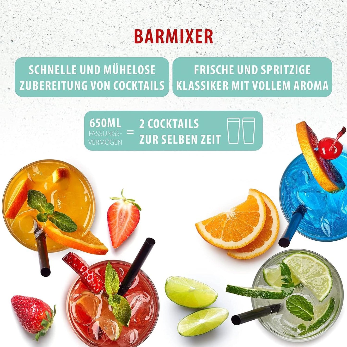 Clatronic® Barmixer U. Milchaufschäumer | Batidora | 650Ml Edelstahlbehälter | Praktischer Becherhalter | Mezclador | 2 Geschwindigkeitsstufen | Motor Kraftvöller de 65 vatios | Cromodesgin | BM 3472 Cocina Tienda Naty