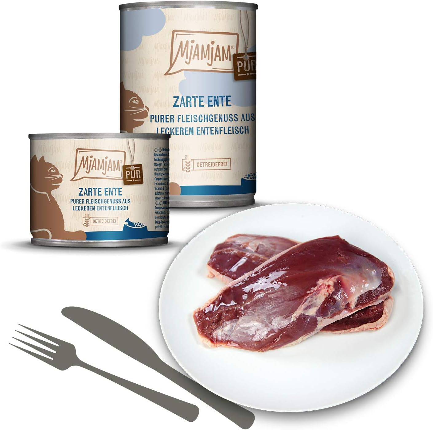 MjAMjAM - Comida húmeda premium para gatos - Pack Mix V - Pure Meat Delight Paquete de 6 (6 x 400 g) Sin cereales con carne extra