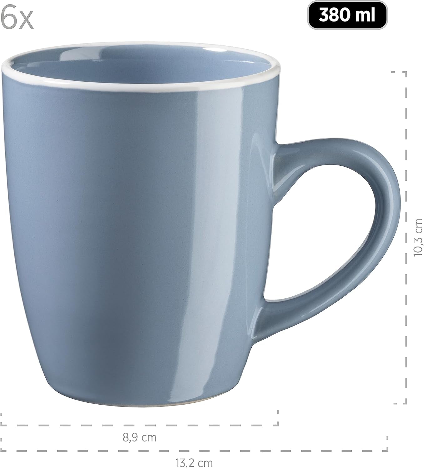 MÄSER 931844 Elissa Series Vajilla moderna para 6 personas, azul con borde blanco, juego combinado de 24 piezas, cerámica