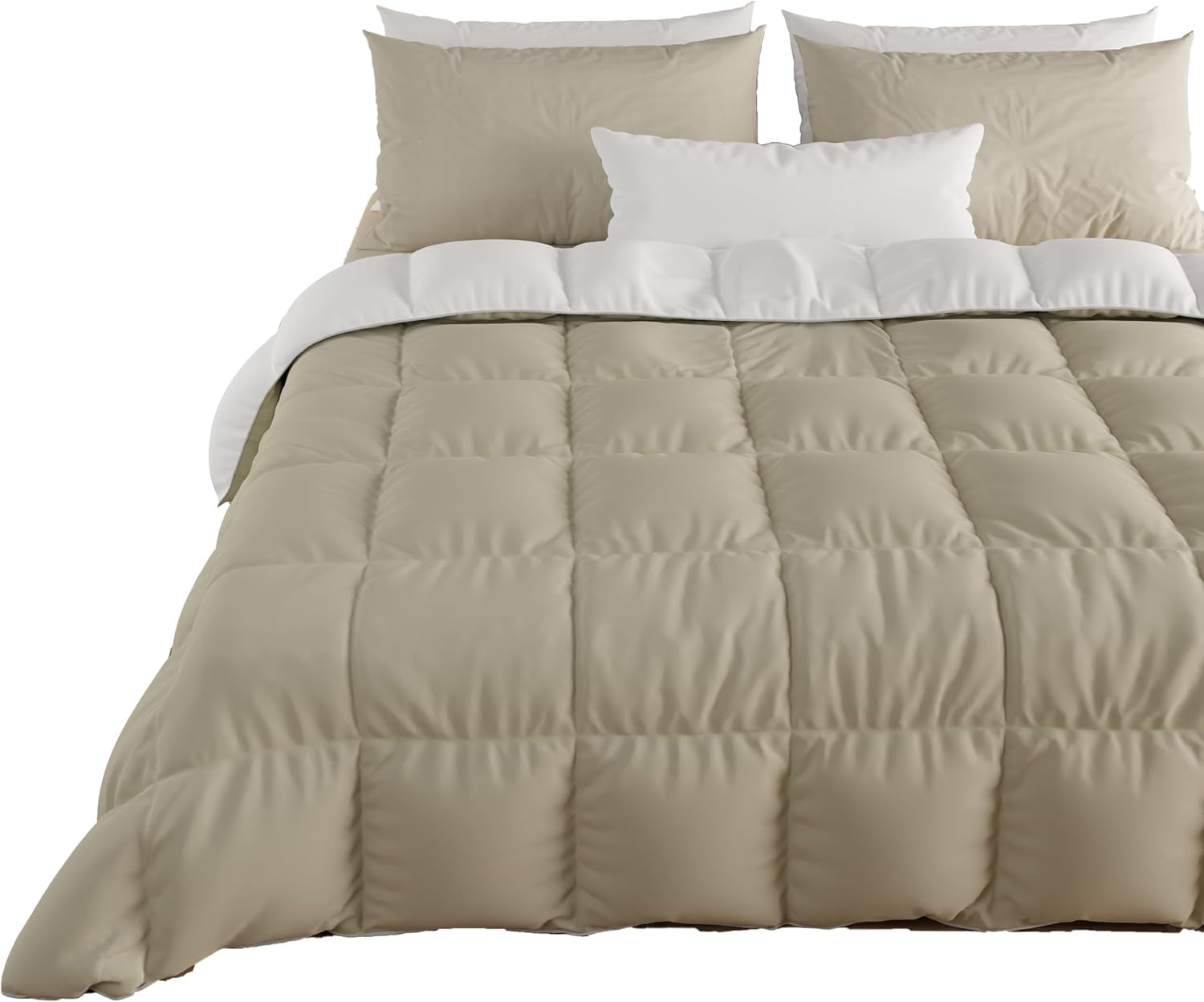 PETTI Artigiani Italiani - Edredón de invierno para cama de matrimonio, maxi, monocromático, doble cara, blanco, gris, 100% Made in Italy Edredones y edredones Naty Shop Marrón Medidas cama 120-130X200: [Edredón 220 X 260 Cm]