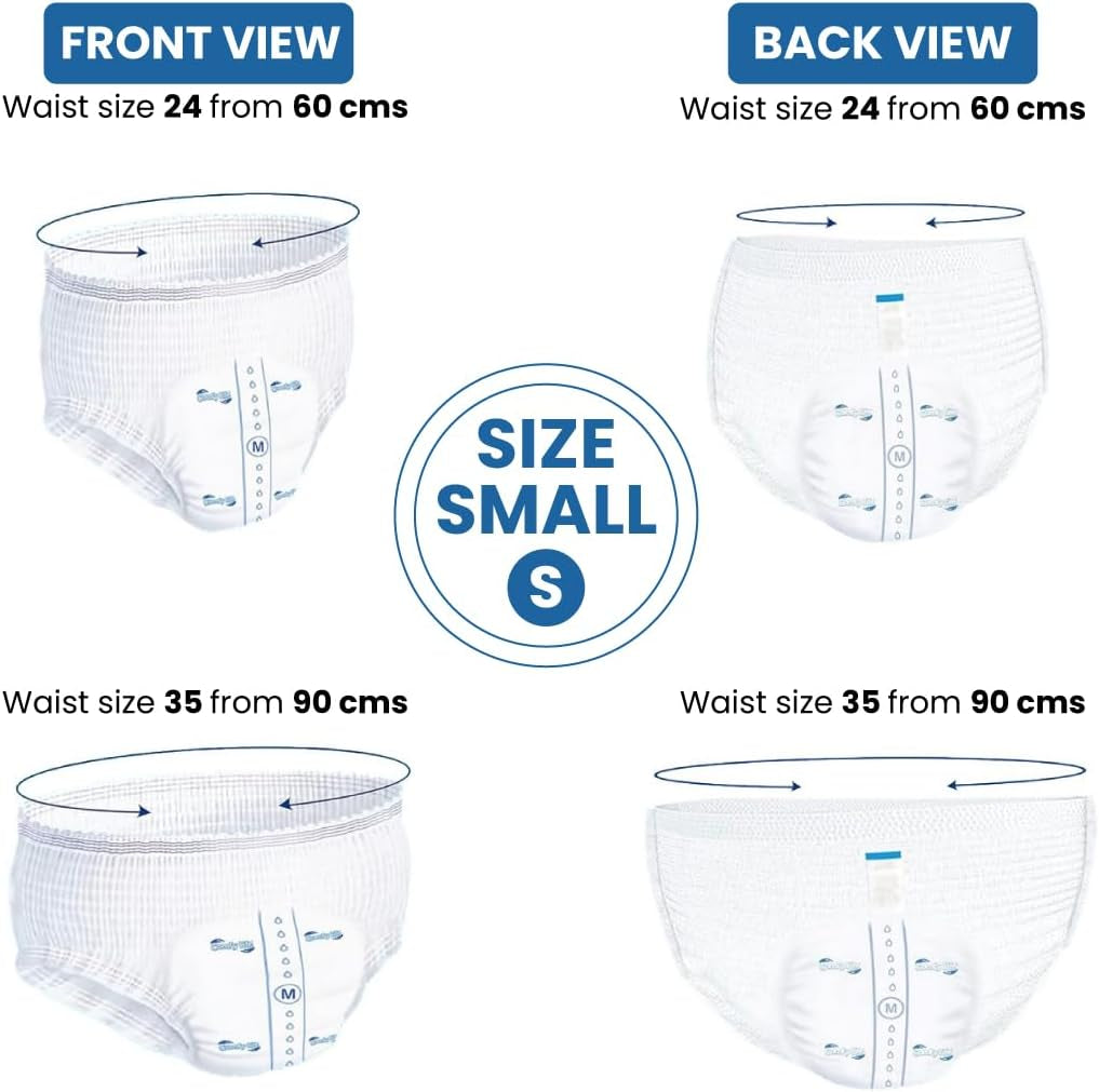 Braguitas Premium para Incontinencia para Adultos, Alta Absorbencia, Talla S, 12 Piezas