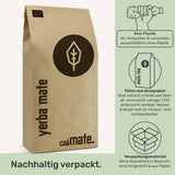 Té Yerba Mate BIO 1 kg ● Original ● Maduro ● Sin tostar ● Secado al aire ● Sin humo ● Sin plástico ● Comercio justo ● Mate de hojas de yerba, trozos de yerba y polvo de hojas de yerba ● DE-ÖKO-006