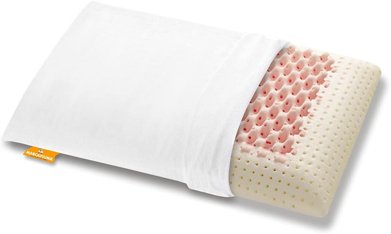 Marcapiuma - Par de almohadas viscoelásticas para el cuello - Miss & Mister - Parte ultra transpirable - Funda 100% algodón - Ortopédica - Almohada Visco Memory Foam - PRODUCTO MÉDICO - Made in Italy Naty Shop almohadas estándar
