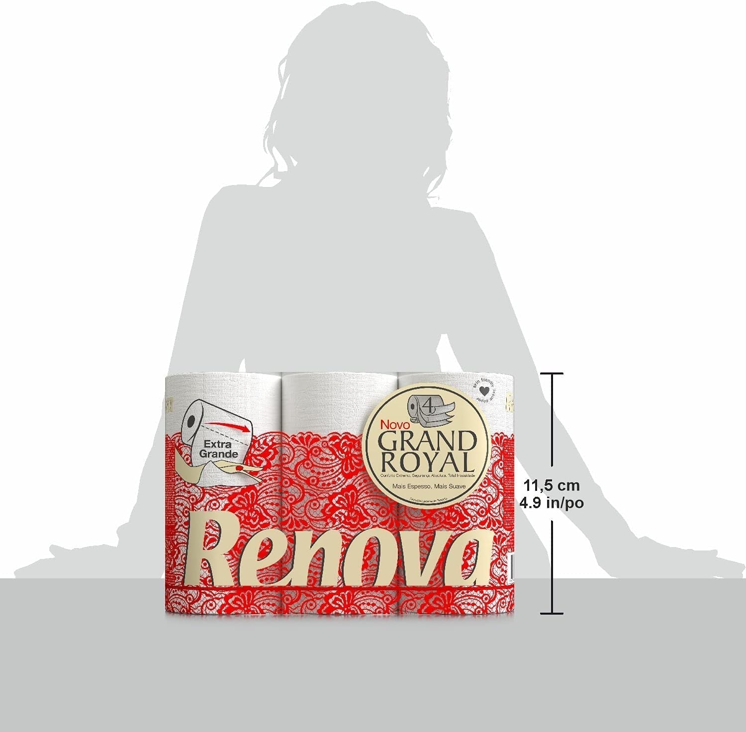 Papel higiénico Renova Renova Grand Royal 4 capas - 6 rollos, Grande (paquete de 5)