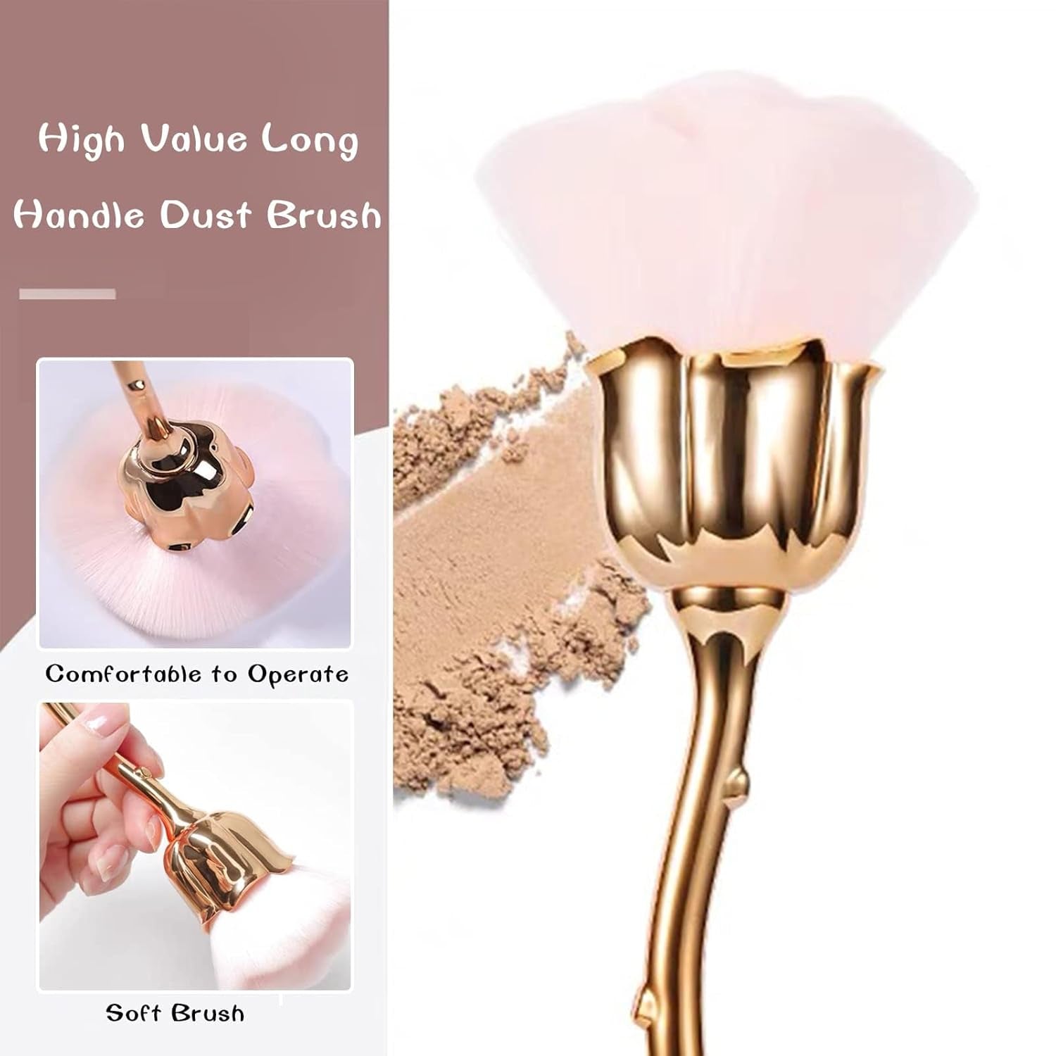 Nail Art Staubpinsel para manicura Rose Kopfbürste,Nagel Kunst Staub Entferner Pinsel,Make-Up-Pinsel Weich,Zubehör Nagel Werkzeuge