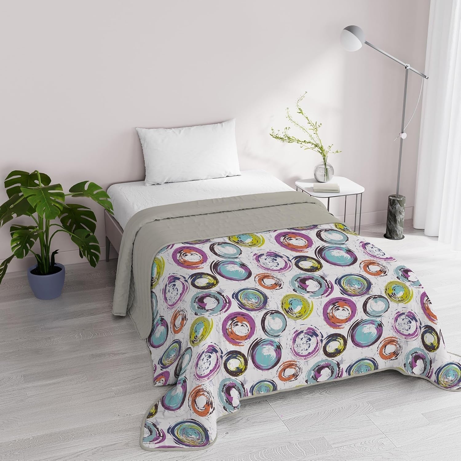 Fantasy Ropa de Cama Italiana Microfibra Verano 1,5 Camas Murrine Edredones y Edredones Naty Shop Círculos Abstractos 1 Posto E Mezzo