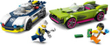 LEGO City Car Chase con coche de policía y muscle car, tren de juguete con 2 coches de carreras, regalo de policía para niños, niños y niñas a partir de 6 años, set con policía y minifiguras Ganovin 60415 Juegos de construcción Besuche den LEGO-Store