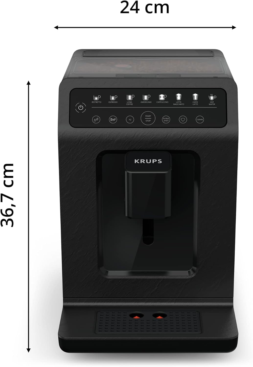 Krups EA897B Evidence ECOdesign Cafetera espresso automática, función automática espresso y capuchino, tecnología Quattro Force, vasos de leche one-touch, 8 presintonías, sistema de leche, 1450W
