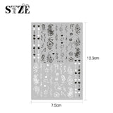 JMEOWIO Nagelsticker Blumen 10 Blatt Nagelaufkleber Selbstklebend Negro Blanco Flor Nail Art Sticker Decoración Nageldesign Zubehör