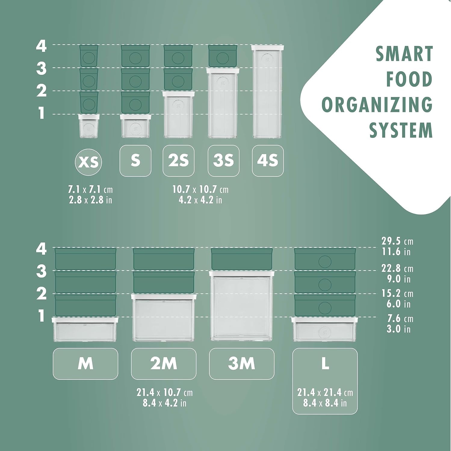 ZWILLING FRESH & SAVE CUBE Box, Tamaño 2M, Caja de Almacenamiento Modular y Apilable, Almacenamiento Hermético y Vaciable, Apto para Lavavajillas, Cajas de Almacenamiento de Alimentos Transparentes Naty Shop