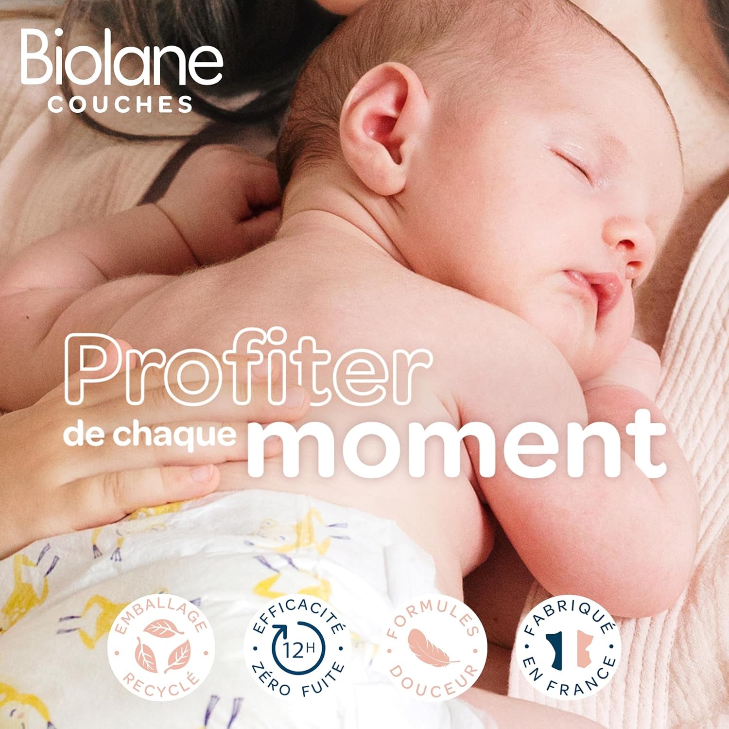 BIOLANE - Pañales cortos - Talla 5 (12-18 kg) - Estanqueidad 12 horas - Pack 1 mes - 120 pañales - ecológicos