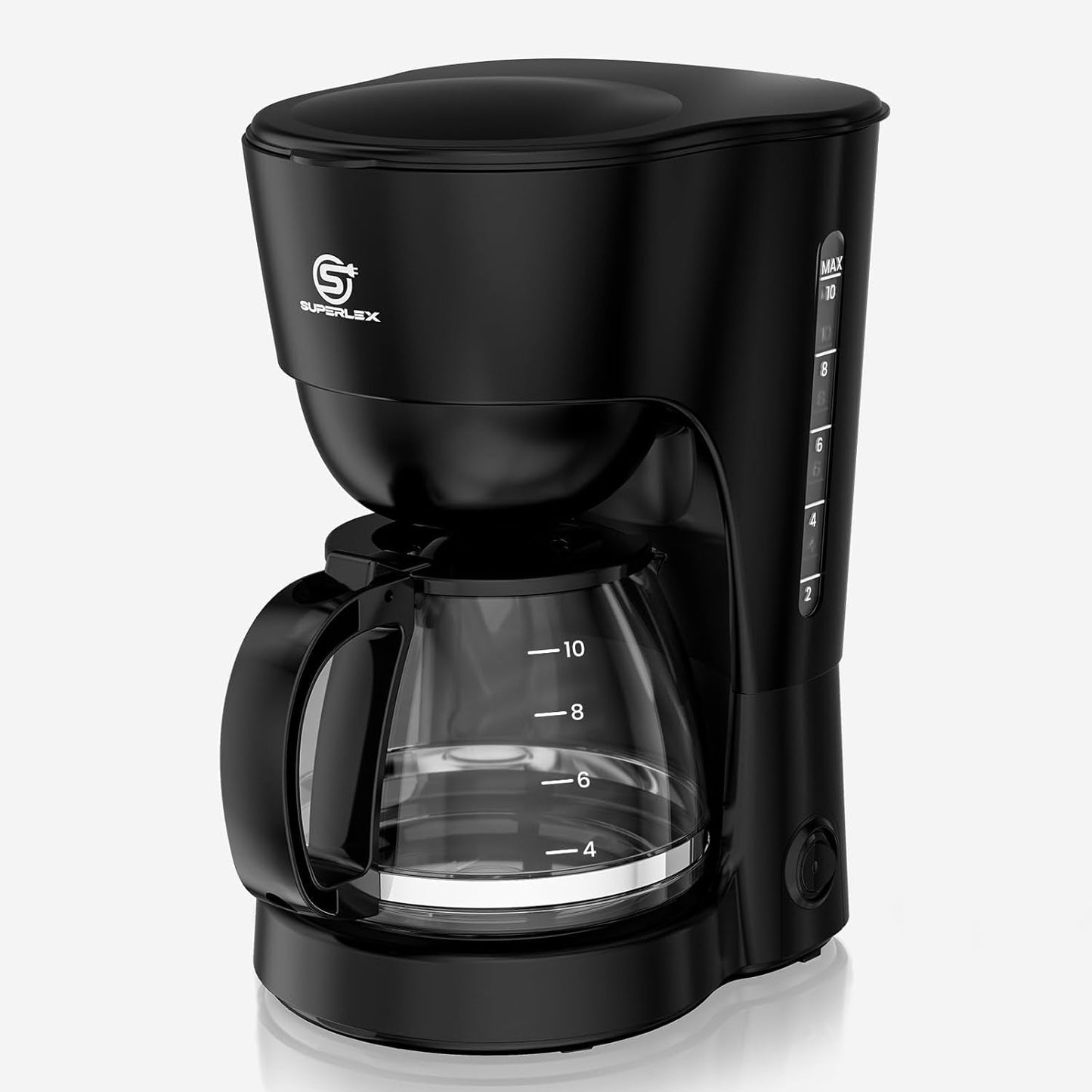 Cafetera de filtro de 1,25 L para 10 tazas de café filtrado, jarra de cristal apta para lavavajillas, termo, sistema antigoteo, apagado automático, 600 W, protección contra ebullición sin agua para el hogar y la oficina