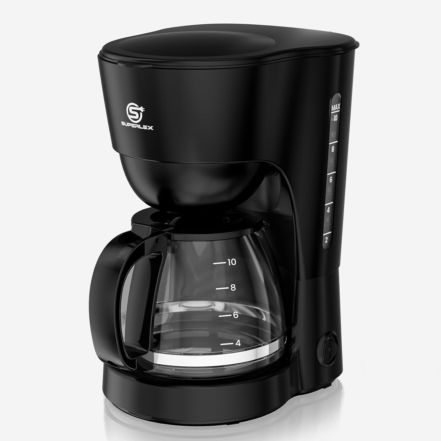 Cafetera de filtro de 1,25 L para 10 tazas de café filtrado, jarra de cristal apta para lavavajillas, termo, sistema antigoteo, apagado automático, 600 W, protección contra ebullición sin agua para el hogar y la oficina