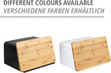 WENKO Kubo Panera con Tabla de Bambú, Versátil Panera con Tapa y Tabla de Cortar de Bambú Integrada, Caja de Almacenamiento de Alimentos, Almacenamiento de Pan Duradero, 35 x 20,5 x 26 cm, Cajas de Almacenamiento de Alimentos Negras/Naturales Naty Shop